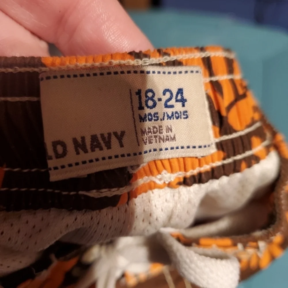 Brown‎ Orange Hawaiian Print Size 18 24 Month swim trunks Beach